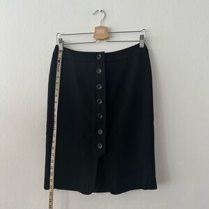 TALBOTS Button Front Black Pencil Skirt with Front Slit. Size 6
